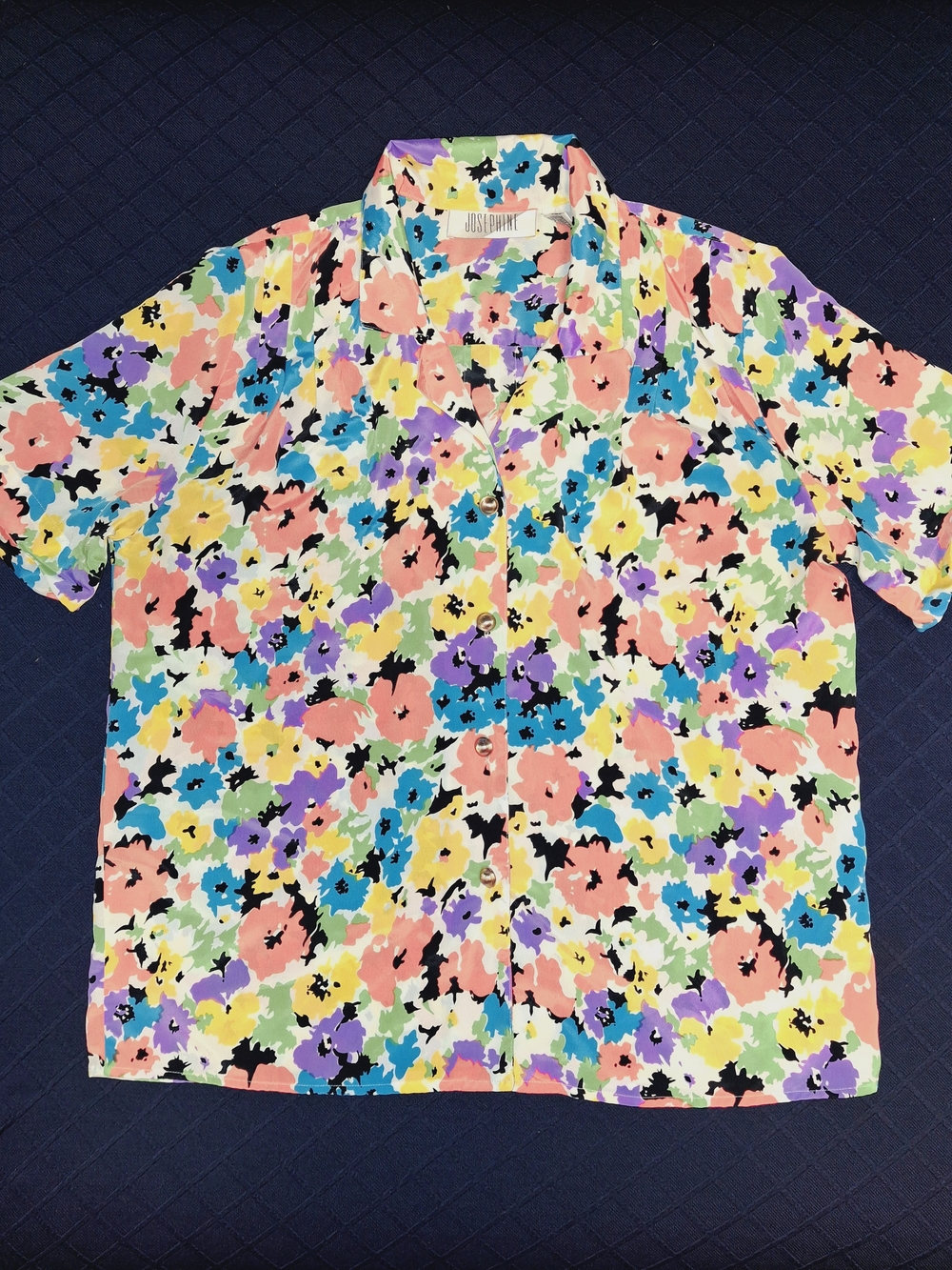 Josephine Poplin Multicolor Floral Vintage Button-Down Shirt 10